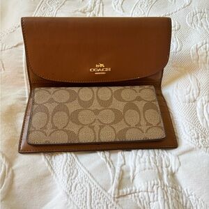 Coach Tan and Brown Signature Wallet